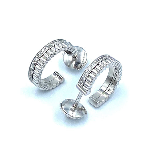 Boucles d'oreilles Boucheron. Collection Quatre Radiant Édition, créoles or blanc et diamants 58 Facettes