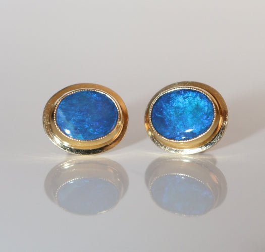 Boucles d'oreilles Puces d'oreilles Opales noires 58 Facettes 549