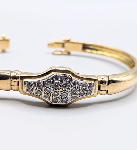 Bracelet Bracelet jonc or jaune et diamants 58 Facettes