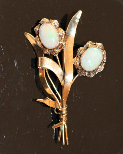 Broche Broche Bouquet De Fleurs Opales Or Jaune 58 Facettes
