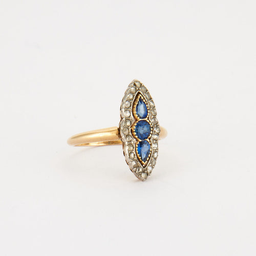 Bague 55 Bague Marquise Saphirs et Diamants 58 Facettes