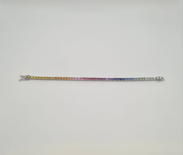 Bracelet Bracelet Or blanc Saphir arc-en-ciel 58 Facettes