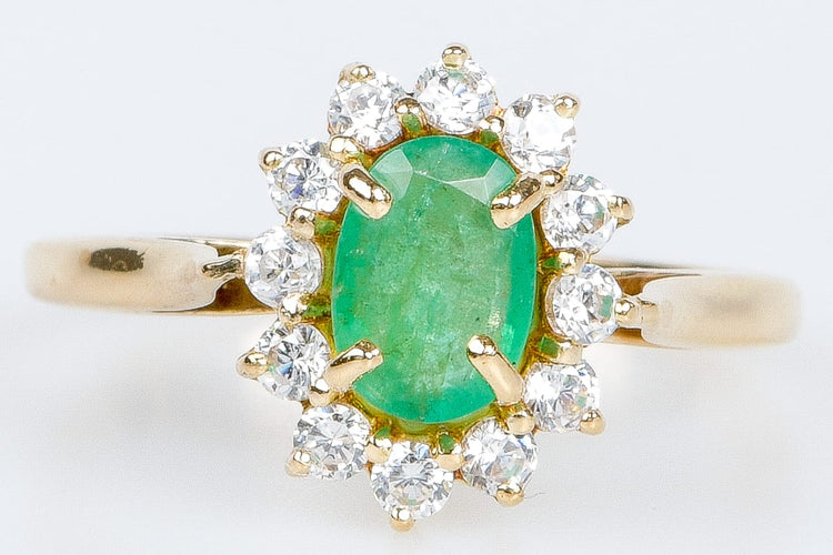 Bague 53 Bague  Marguerite émeraude oxydes de zirconium 58 Facettes BG-EMERV- 104
