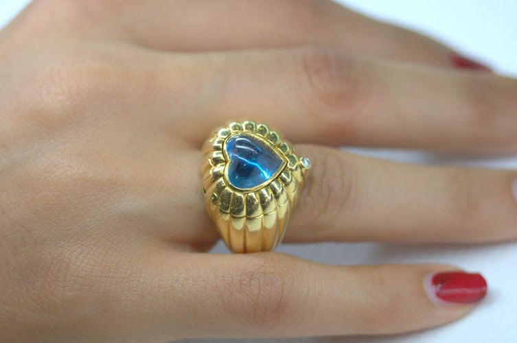 Bague bague Coeur Péridot Citrine Topaze interchangeable 58 Facettes