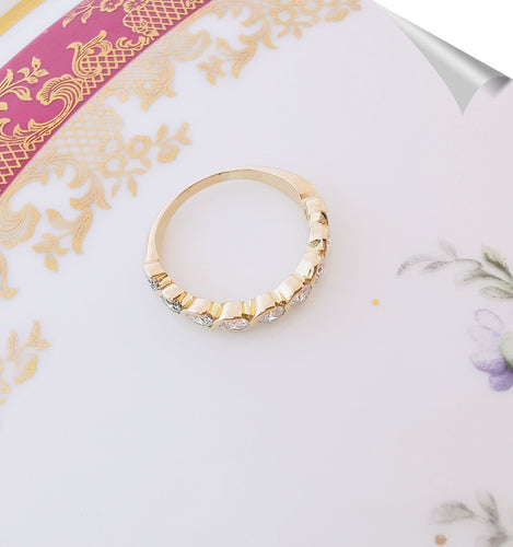 Bague 58.5 Demi-Alliance Diamants 0,90 ct Or Jaune 58 Facettes AA 1517