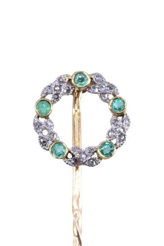 Broche ÉPINGLE ANCIENNE ÉMERAUDES ET DIAMANTS 58 Facettes 071101