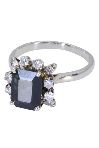Bague 53 BAGUE MARGUERITE SAPHIR ET DIAMANTS 58 Facettes 078701