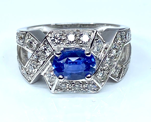 Bague 53 Bague bandeau saphir Ceylan diamants 58 Facettes AB252