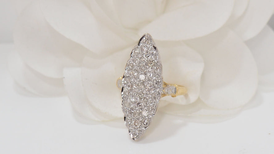 Bague 55 Bague marquise en or bicolore et diamants 58 Facettes 32025