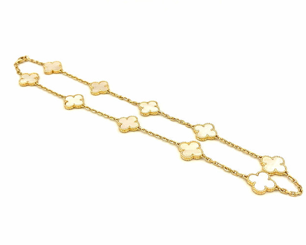 Collier Van Cleef & Arpels. Collier Alhambra Vintage or jaune nacre 58 Facettes