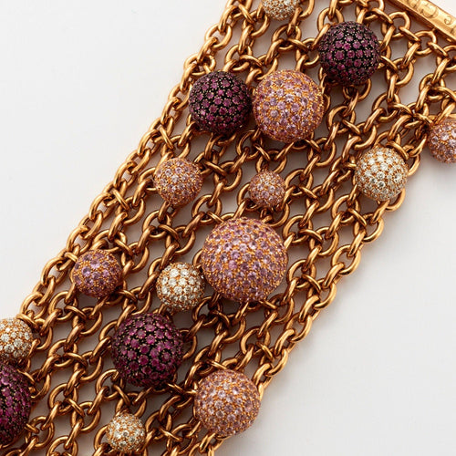 Bracelet DE GRISOGONO – Bracelet Boules Saphirs roses Rubis Diamants 58 Facettes