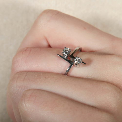 Bague 56 Bague Toi & Moi Art Déco Diamants 58 Facettes 8392