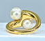 Bague 54 Bague en or jaune 18 carats sertie de 2 perles de culture 58 Facettes AB297