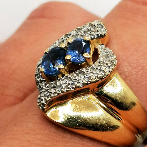 Bague 57 Bague or jaune diamants et saphirs 58 Facettes 3817