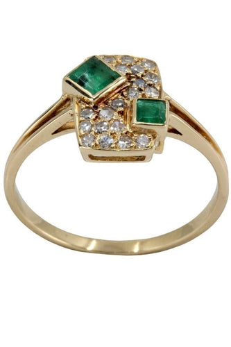 Bague BAGUE ÉMERAUDES TAILLE PRINCESSE ET DIAMANTS 58 Facettes 042781