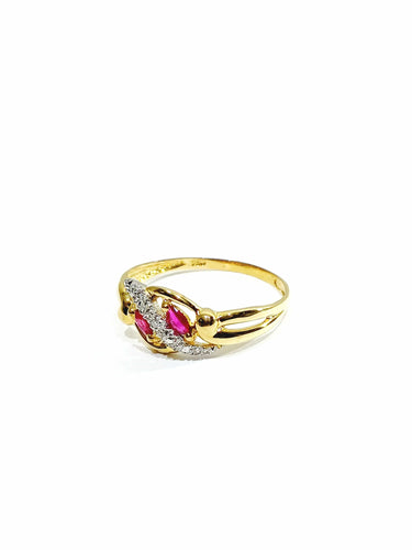 Bague 58.5 Bague or diamants Rubis 58 Facettes