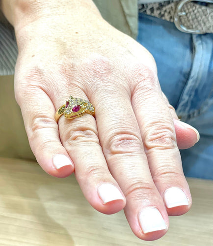 Bague 57 Bague tête de panthère pierres 58 Facettes