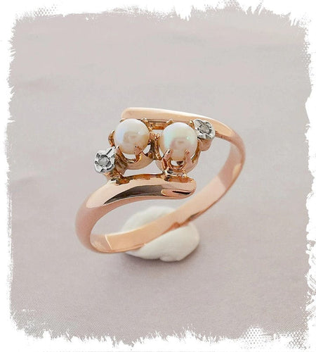 Bague Bague Ancienne Toi et Moi Or rose & Diamants 58 Facettes AA 1418