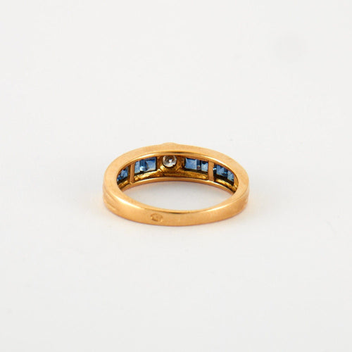 Bague 50.5 Bague en Or jaune, saphirs & diamants 58 Facettes
