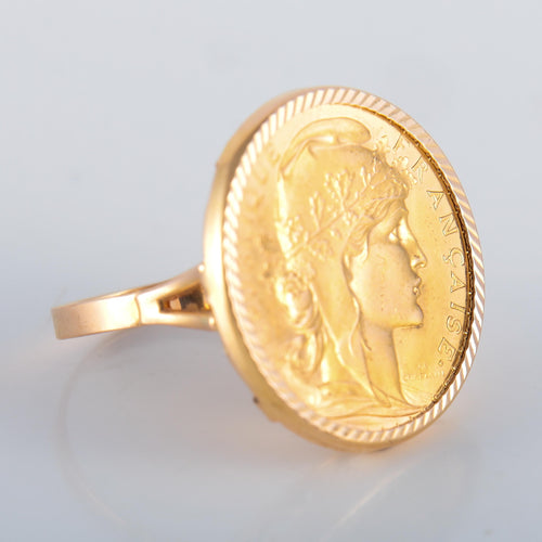 Bague 54 BAGUE PIÈCE 20 FRANCS NAPOLÉON 58 Facettes 8390