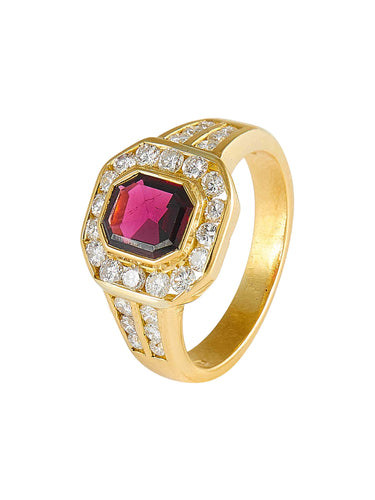 Bague 48 Bague Grenat et Diamants 58 Facettes