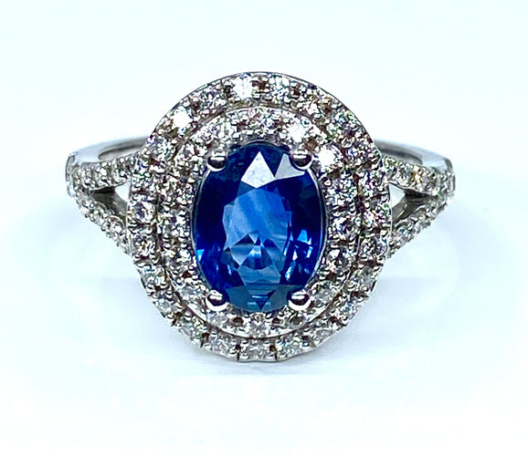 Bague 52 Bague Saphir entourage diamants 58 Facettes AB251