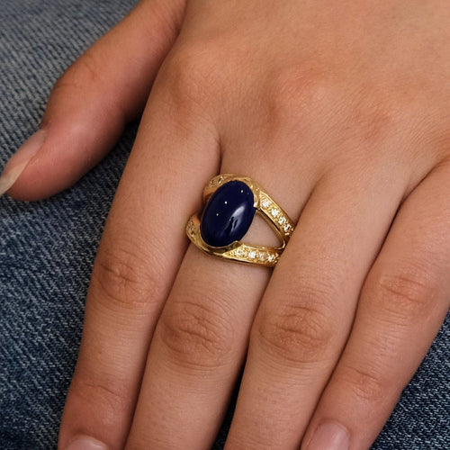 Bague 54 Bague Lapis lazuli & Diamants 58 Facettes FL239