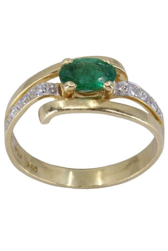Bague 48 BAGUE MODERNE ÉMERAUDE ET DIAMANTS 58 Facettes 065671