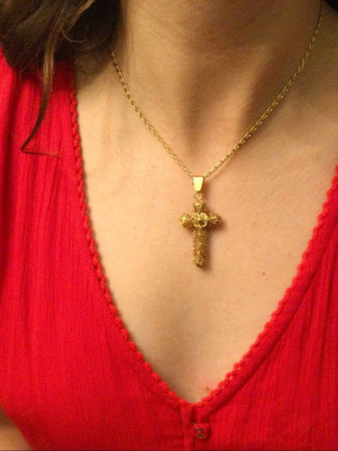 Pendentif Pendentif Croix Filigranée Or Rose 58 Facettes 947613