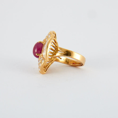 Bague 45 Bague Rubis cabochon Diamants 58 Facettes ALGU21