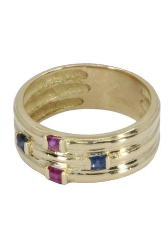 Bague Bague jonc, saphir, rubis 58 Facettes 063461