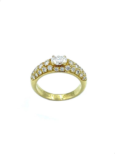 Bague 52 BOUCHERON. Bague vintage or jaune et diamants 58 Facettes
