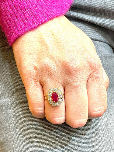 Bague Bague Pompadour rubis et diamants 58 Facettes