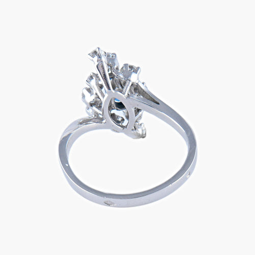 Bague 52 Bague Navette Saphir et Diamants 58 Facettes