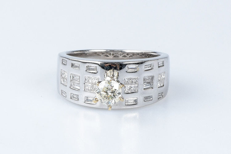 Bague 54 Bague Solitaire accompagné diamant 0.45ct 58 Facettes BG-14141-96