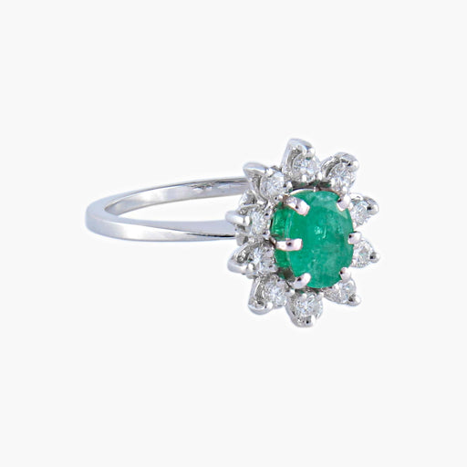 Bague Bague Marguerite Emeraude et diamants 58 Facettes