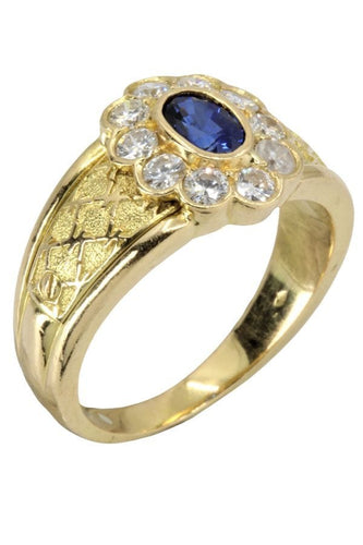 Bague 55 BAGUE MARGUERITE SAPHIR ET DIAMANTS 58 Facettes 045781