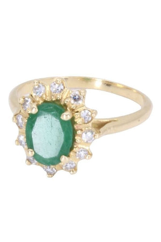 Bague 53 BAGUE POMPADOUR ÉMERAUDE ET DIAMANTS 58 Facettes 078181