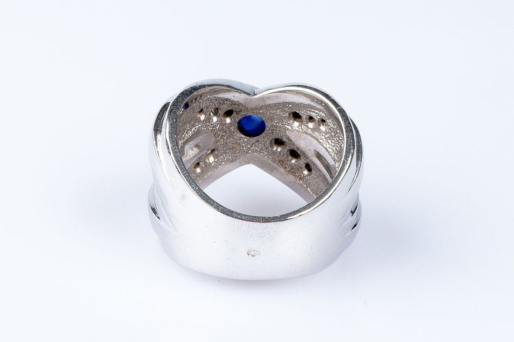 Bague Bague diamants saphir or blanc 58 Facettes 111-170463-34