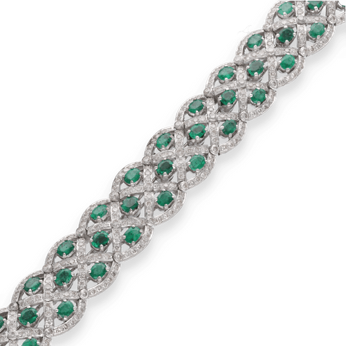 Bracelet Exceptionnel Bracelet Diamants, Emeraudes, Or Gris 58 Facettes