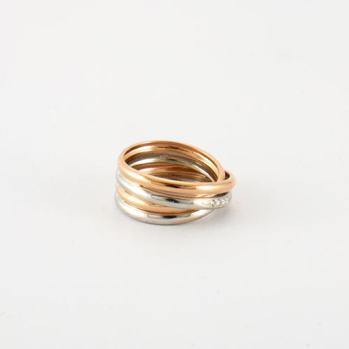 Bague Bague en 3 ors & diamants 58 Facettes