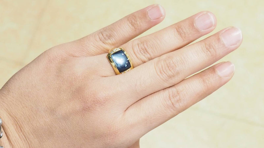 Bague 55 Bague Clozeau or jaune diamants résine 58 Facettes