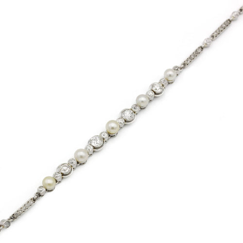 Bracelet Bracelet - Platine, Diamants et Perles 58 Facettes 240001R