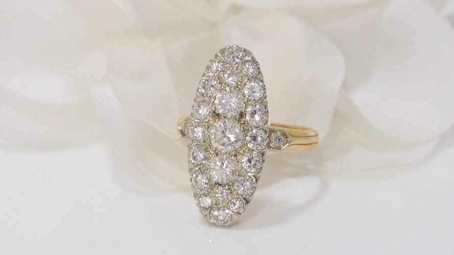 Bague 53.5 Bague marquise en Or bicolore et Diamants 58 Facettes 32032