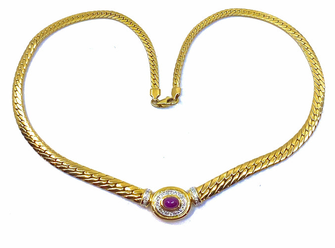 Collier Collier rubis cabochon diamants 58 Facettes