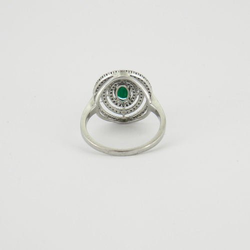 Bague 64 Bague Emeraude triple entourage Diamants 58 Facettes EL2-33