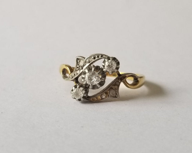 Bague 55 Bague ancienne diamants 0.20 carats 58 Facettes