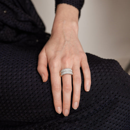 Bague Double bague pavage Diamants 58 Facettes