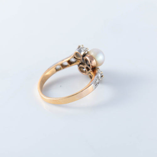 Bague 56 Bague toi et moi perles fine diamant 58 Facettes