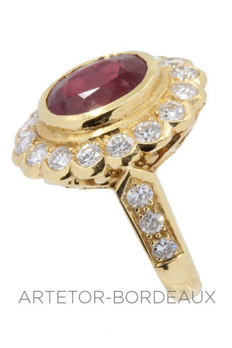 Bague 50 Bague rubis entourage diamants 58 Facettes 5471